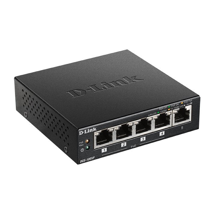   Switch   Switch non manag 5 Ports Giga dont 4 PoEaf/at 60W DGS-1005P/E