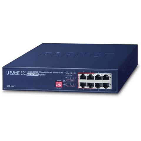   Switch   Switch 10 8x Gigabit dont 4 PoE+ at 60W ext. mode GSD-804P