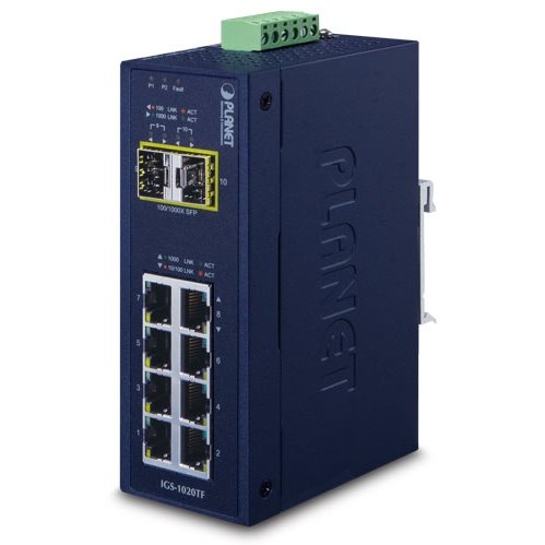  Switch   Switch indus IP30 8 ports Giga + 2 SFP -40/75C IGS-1020TF